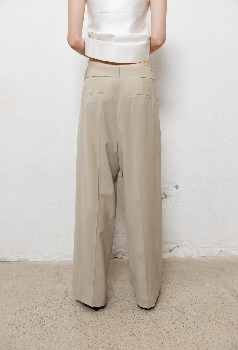 Summer Wool Banded Pants Light Beige
