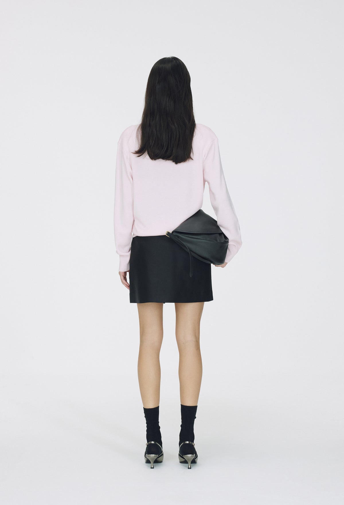 Wool Wrap Mini Skirt Black