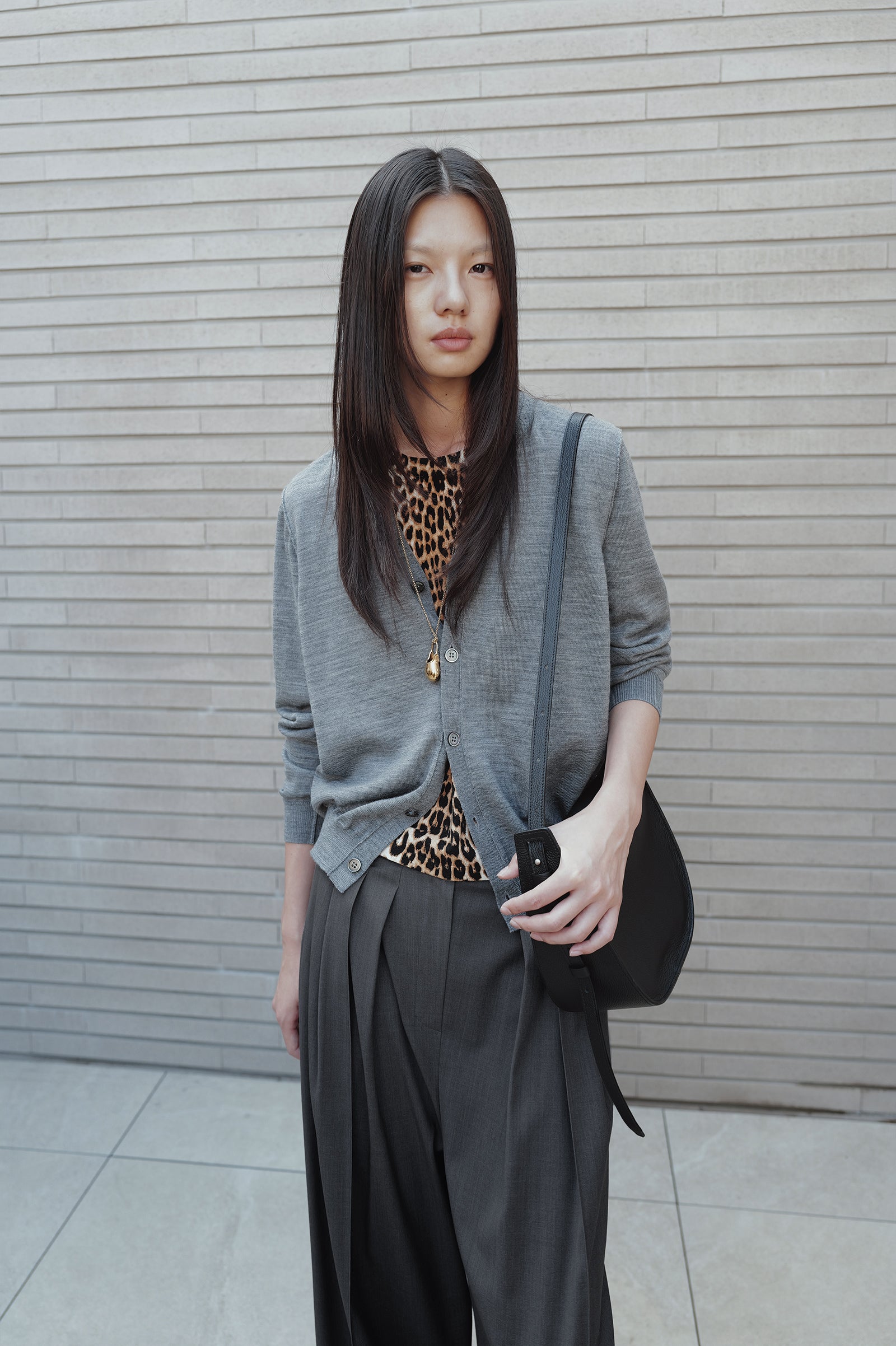 Washable 100% Wool Detailed Cardigan Melange Gray