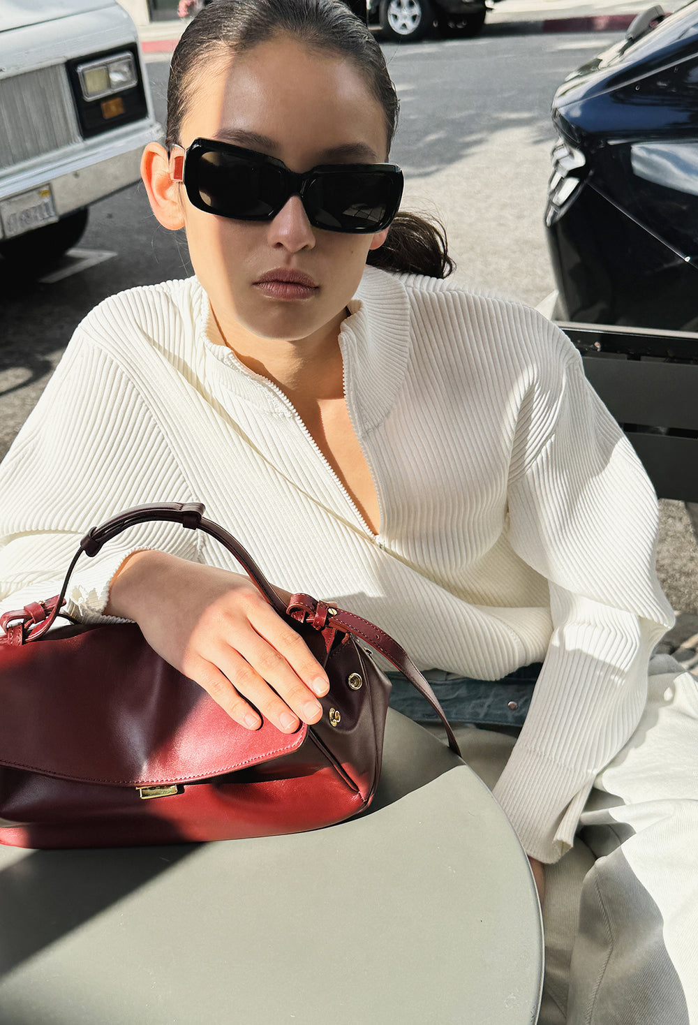 High-density Knit Zip-Up Ivory