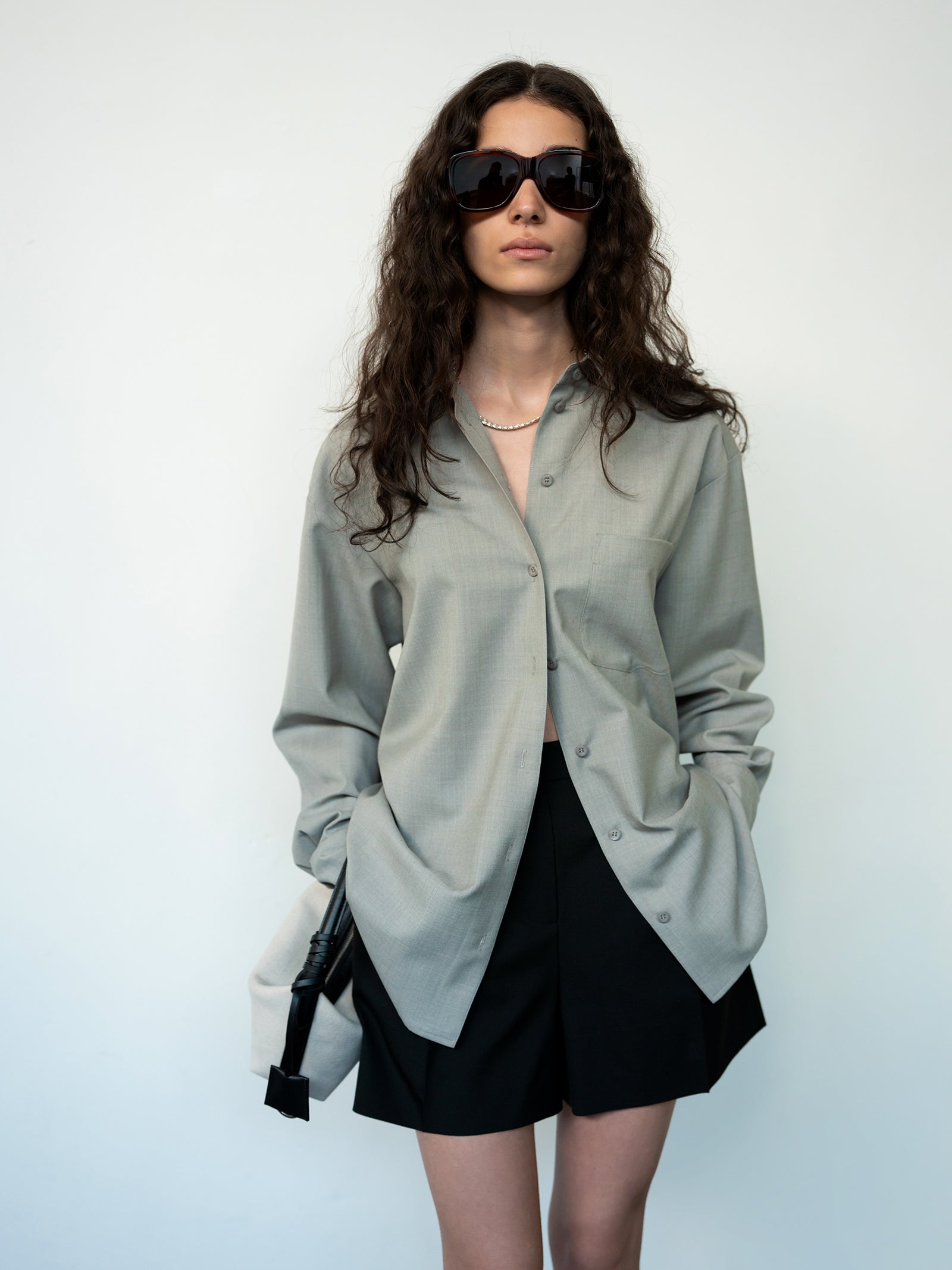 Clear Wool Shorts Black