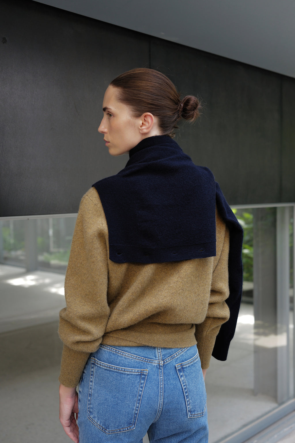 100% Cashmere Double-knit Cardigan Khaki Brown