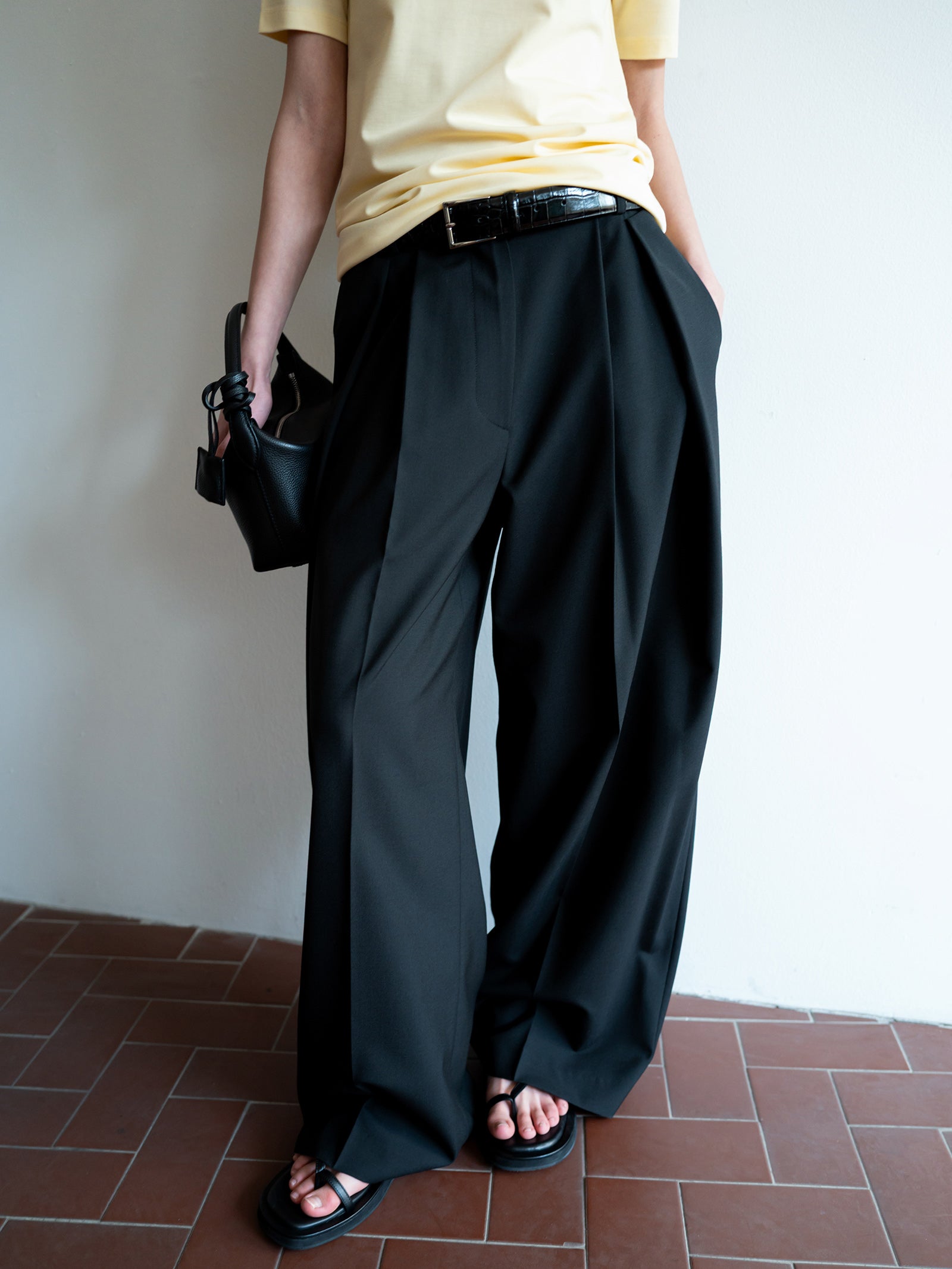 Clear Wool Trousers Black