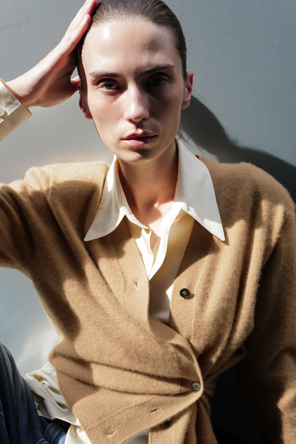 Cashmere 100 Padded Cardigan Camel