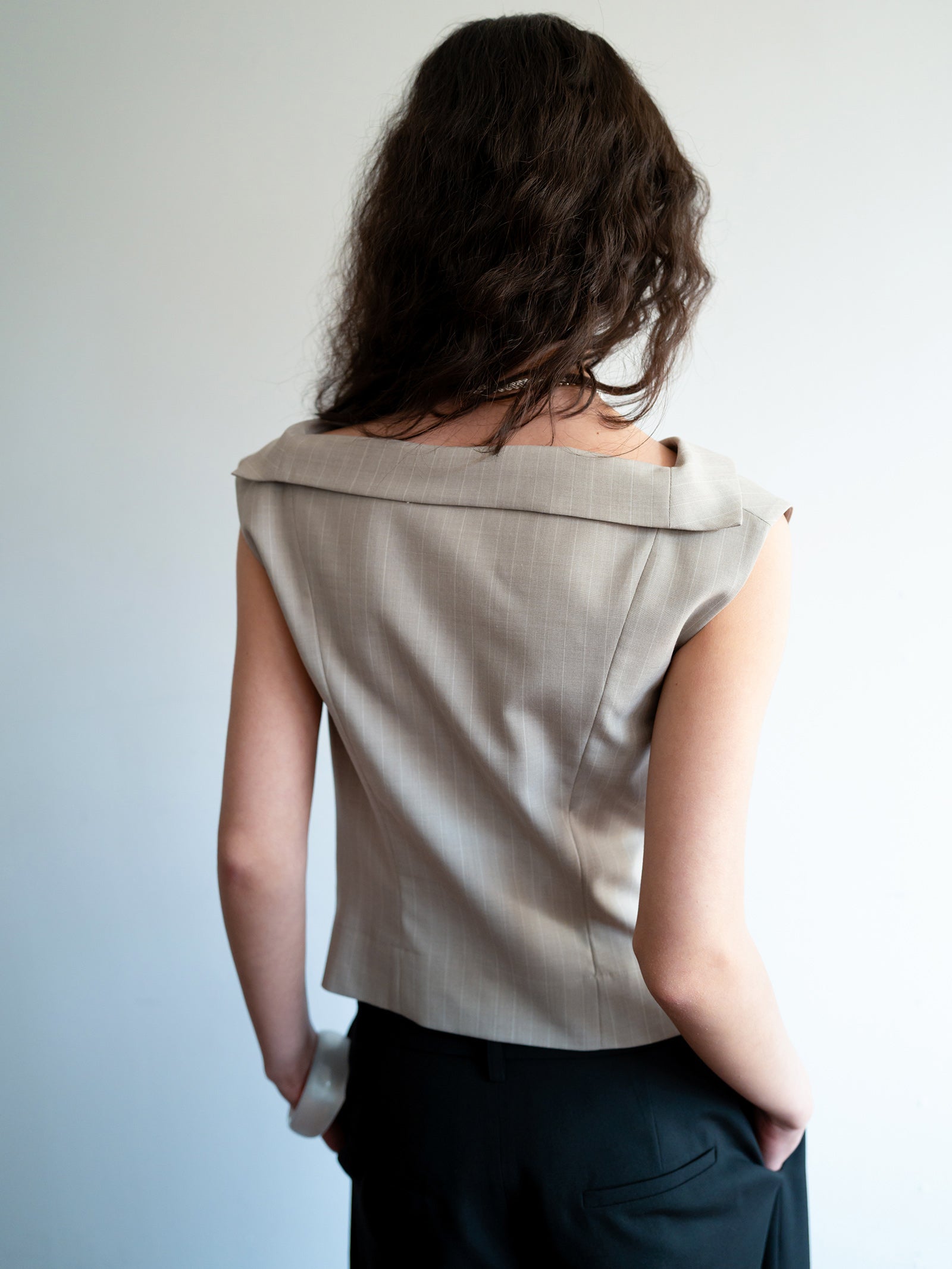 Tilted Cowl Vest Beige