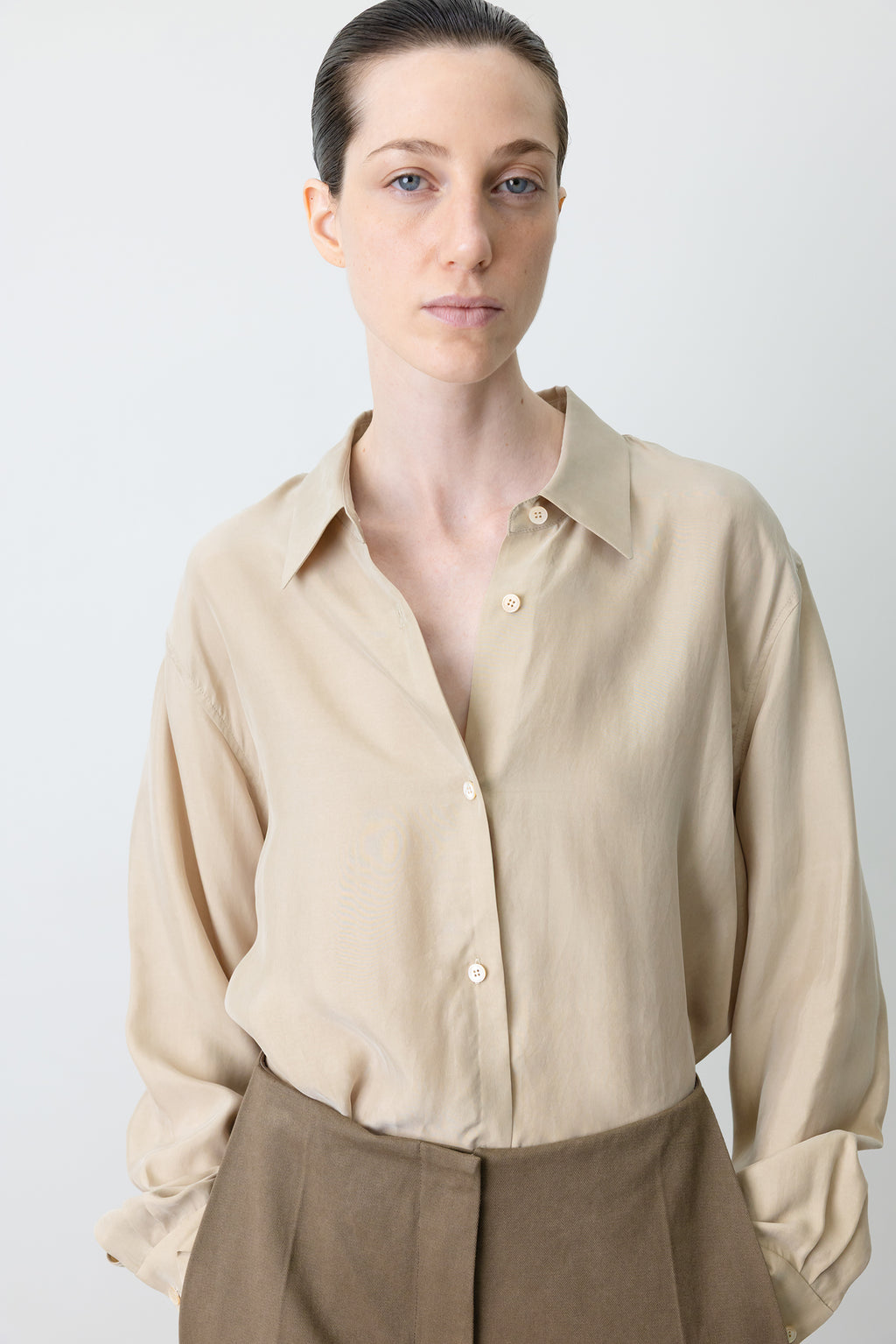 Silky Cupro Shirt Beige