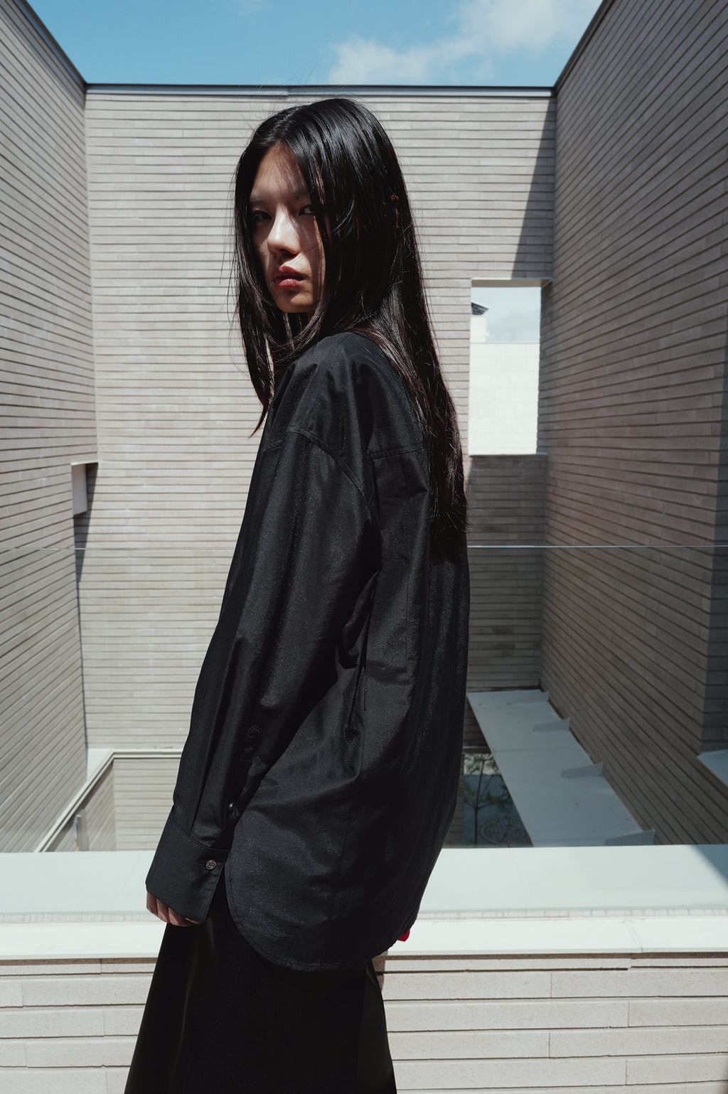Belted Sheer Shirt Black