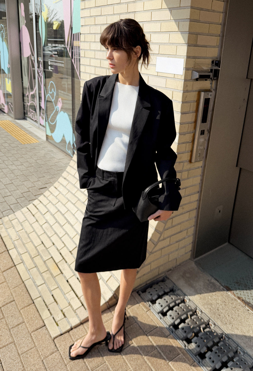 코튼 크롭 자켓 블랙
