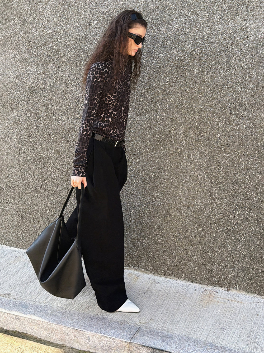 Leopard turtleneck T-shirt