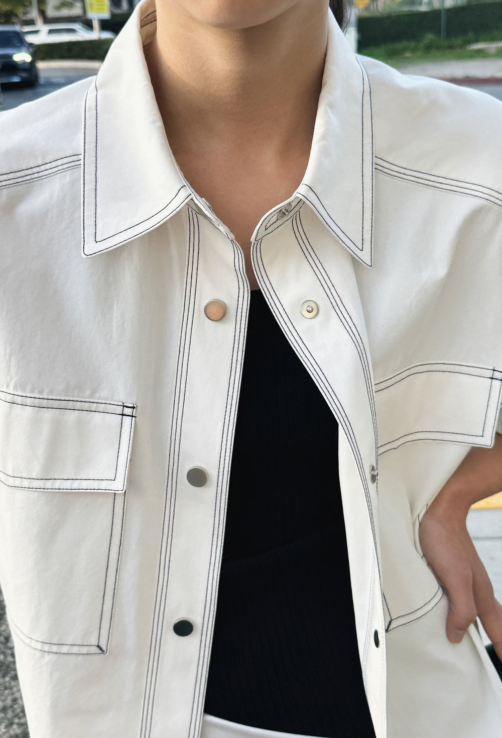 Stitch Pocket Shirt White