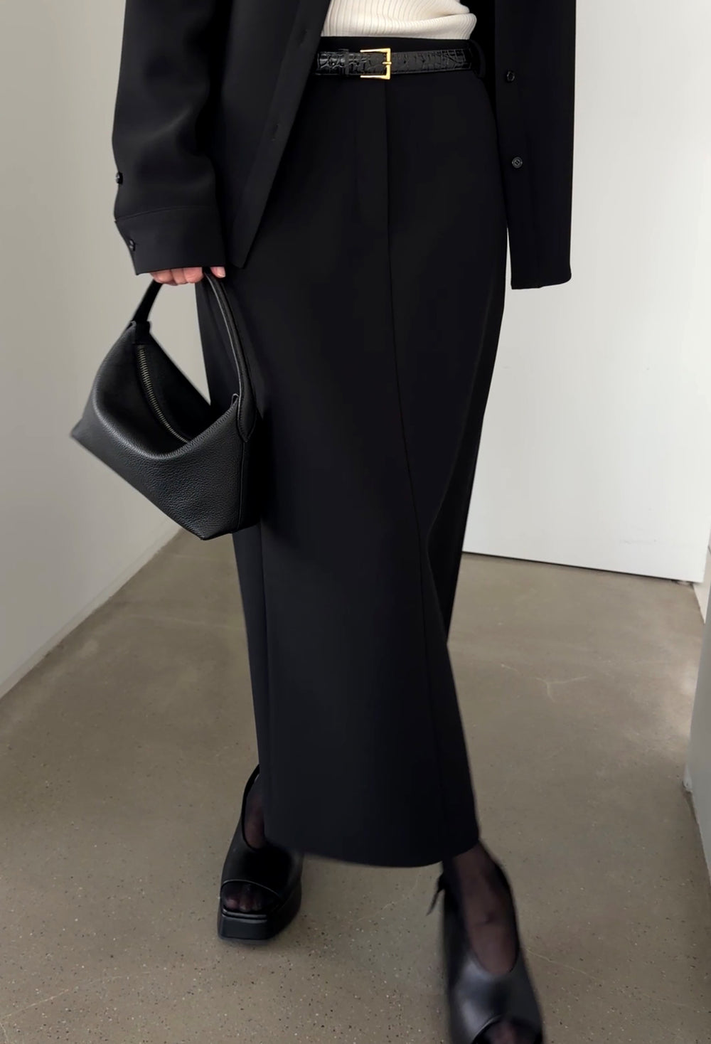 High-density Stretch Maxi Skirt Black