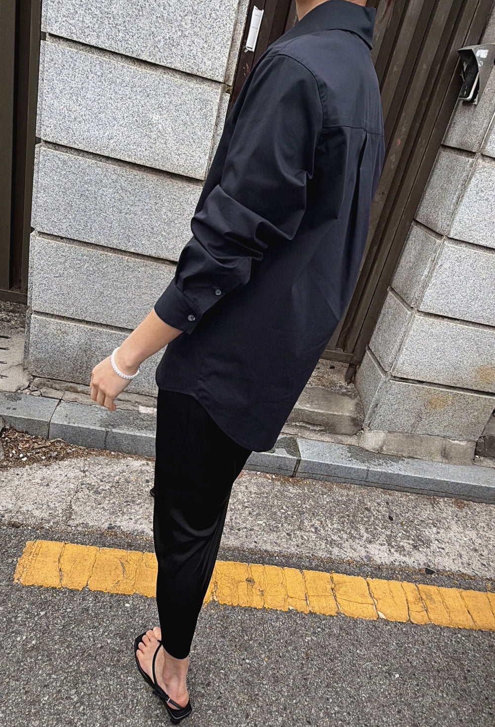새틴 밴딩 스커트 블랙