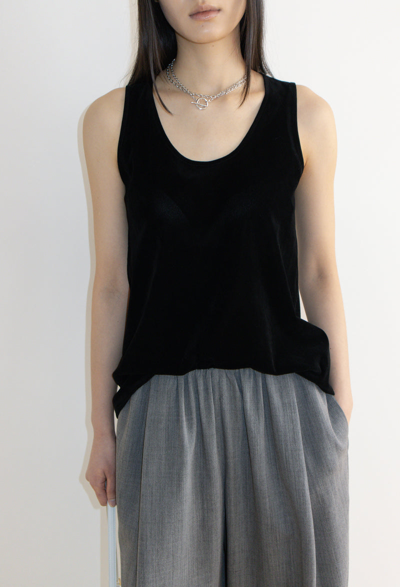 Velour Sleeveless Top Black