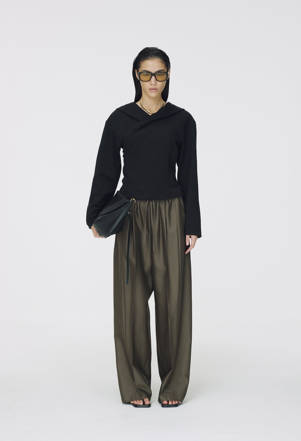 Draped Hooded Top