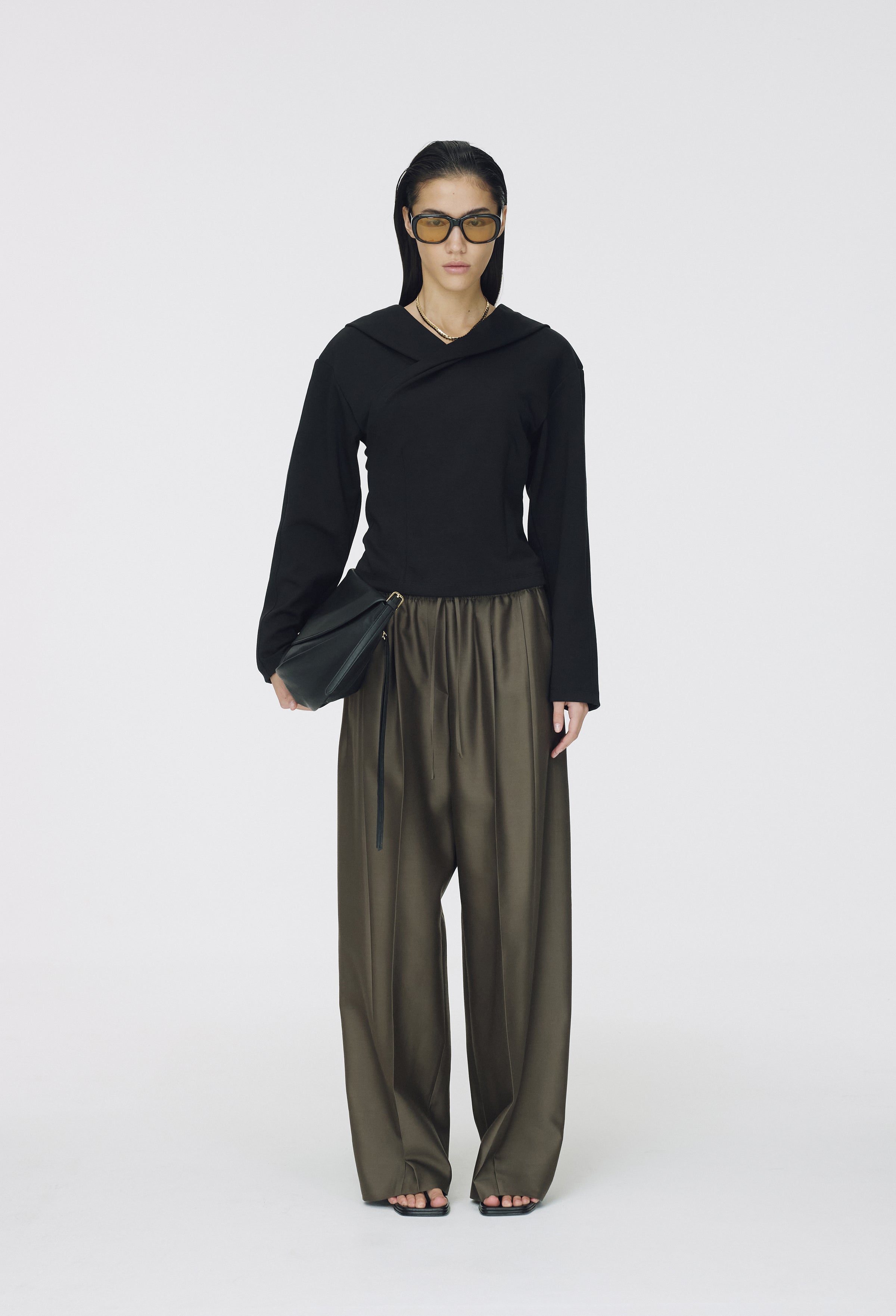 Draped Hooded Top