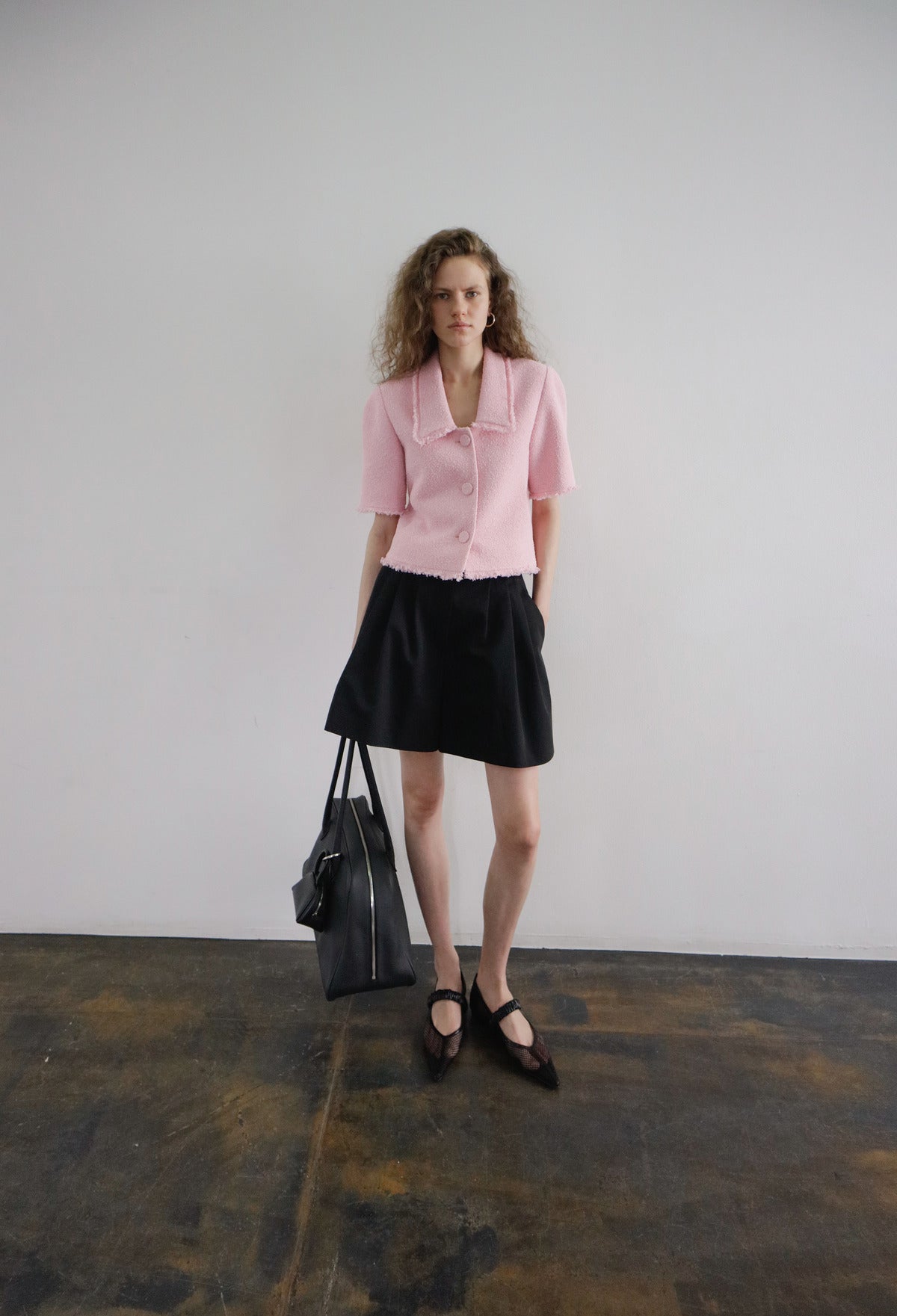 오드리 트위드 자켓 핑크