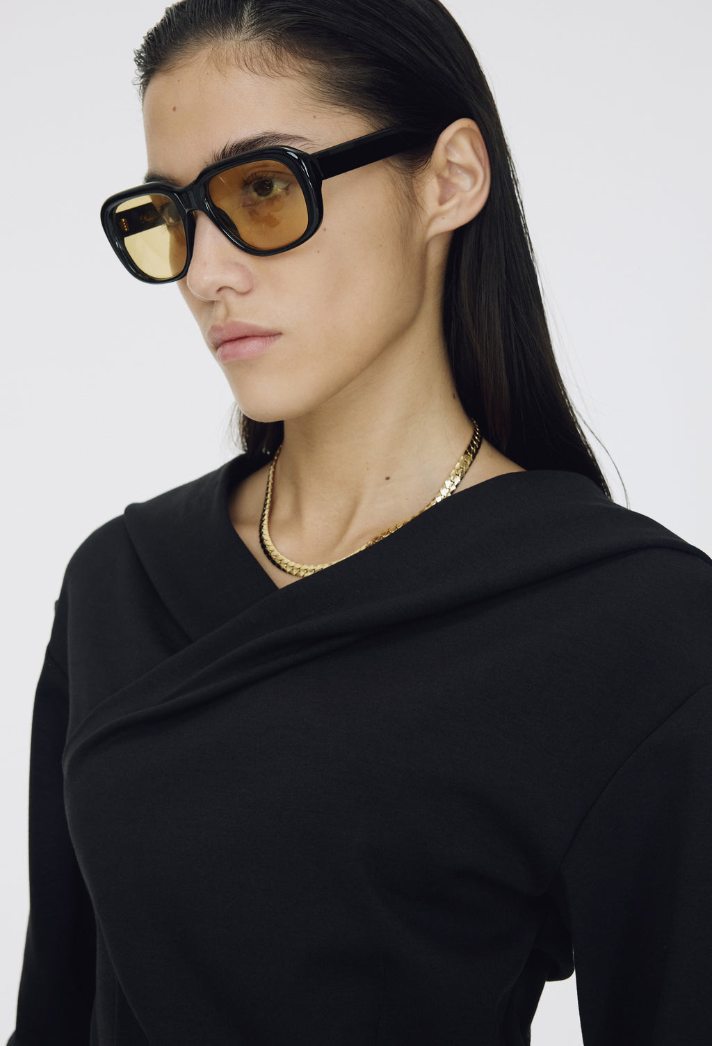 Draped Hooded Top