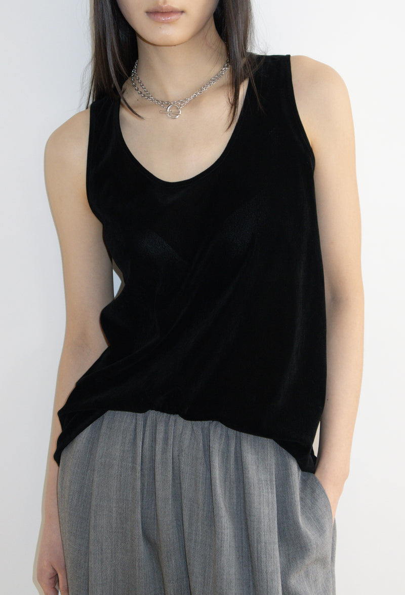Velour Sleeveless Top Black
