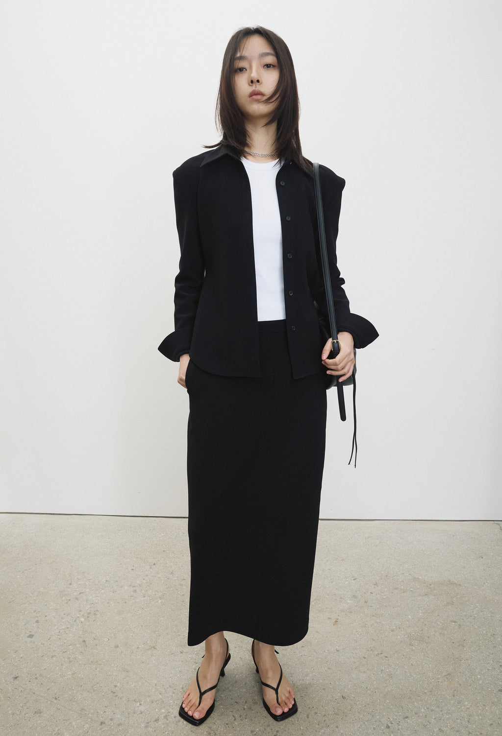 High-density Stretch Maxi Skirt Black