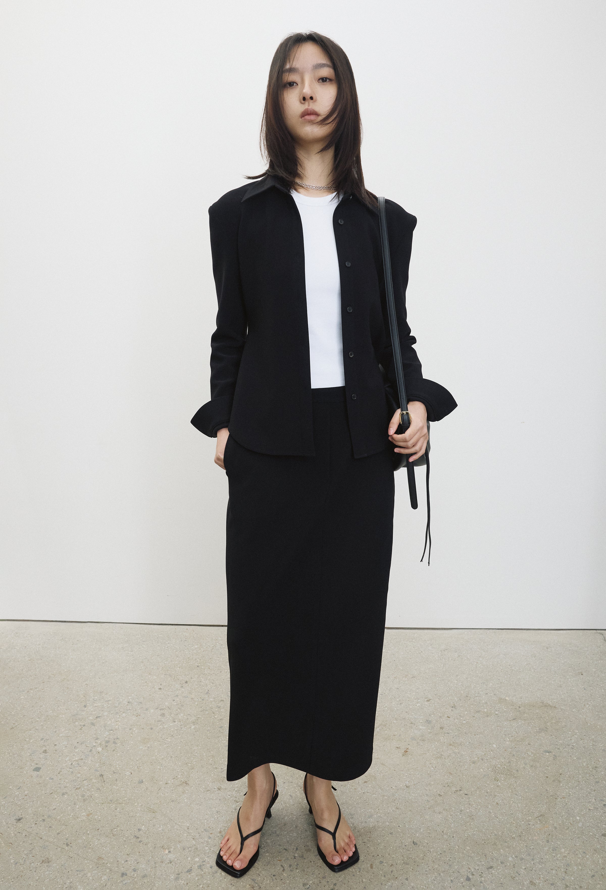 High-density Stretch Maxi Skirt Black
