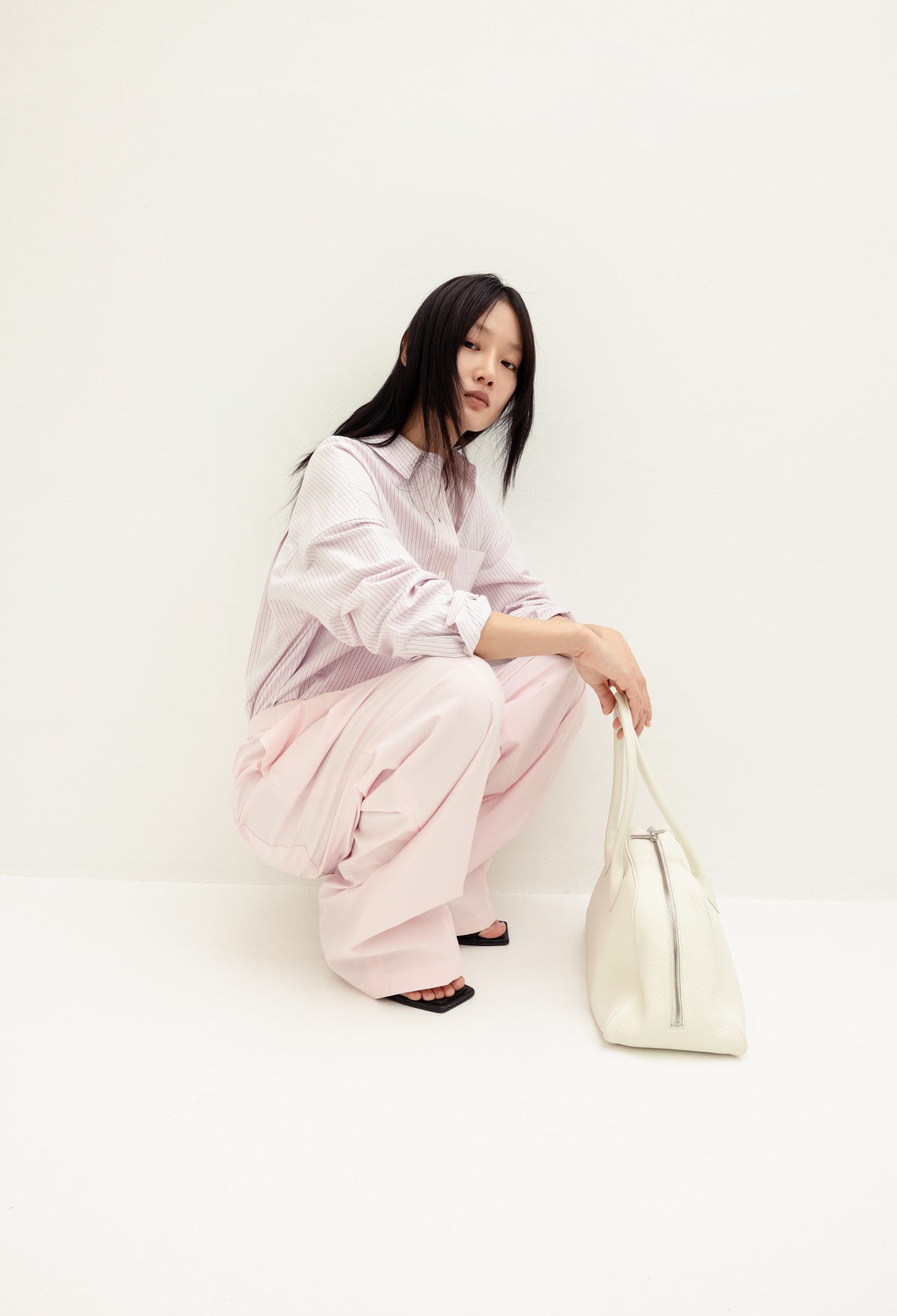백포켓 폴리 팬츠 핑크