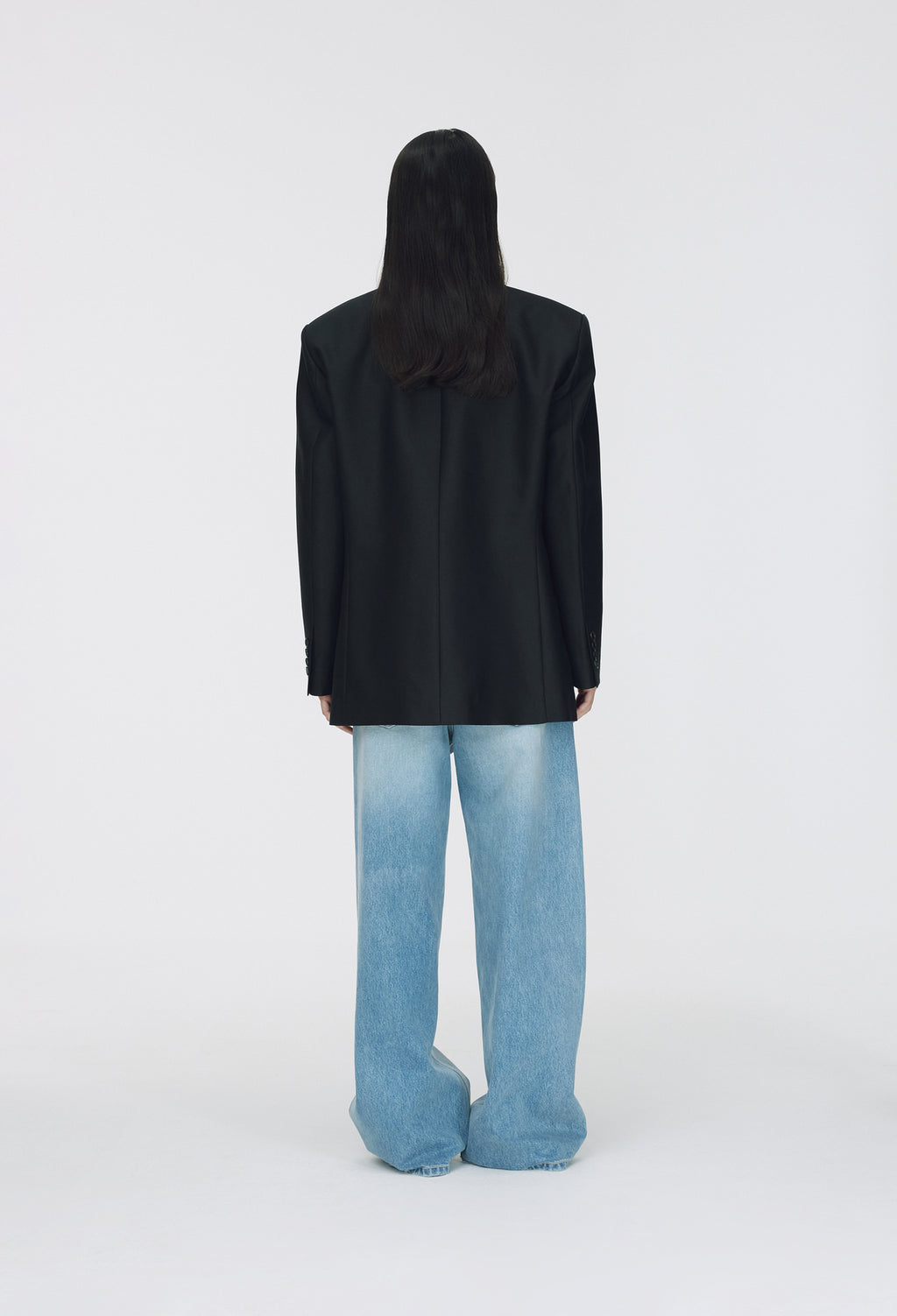 울 테일러드 블레이저 블랙