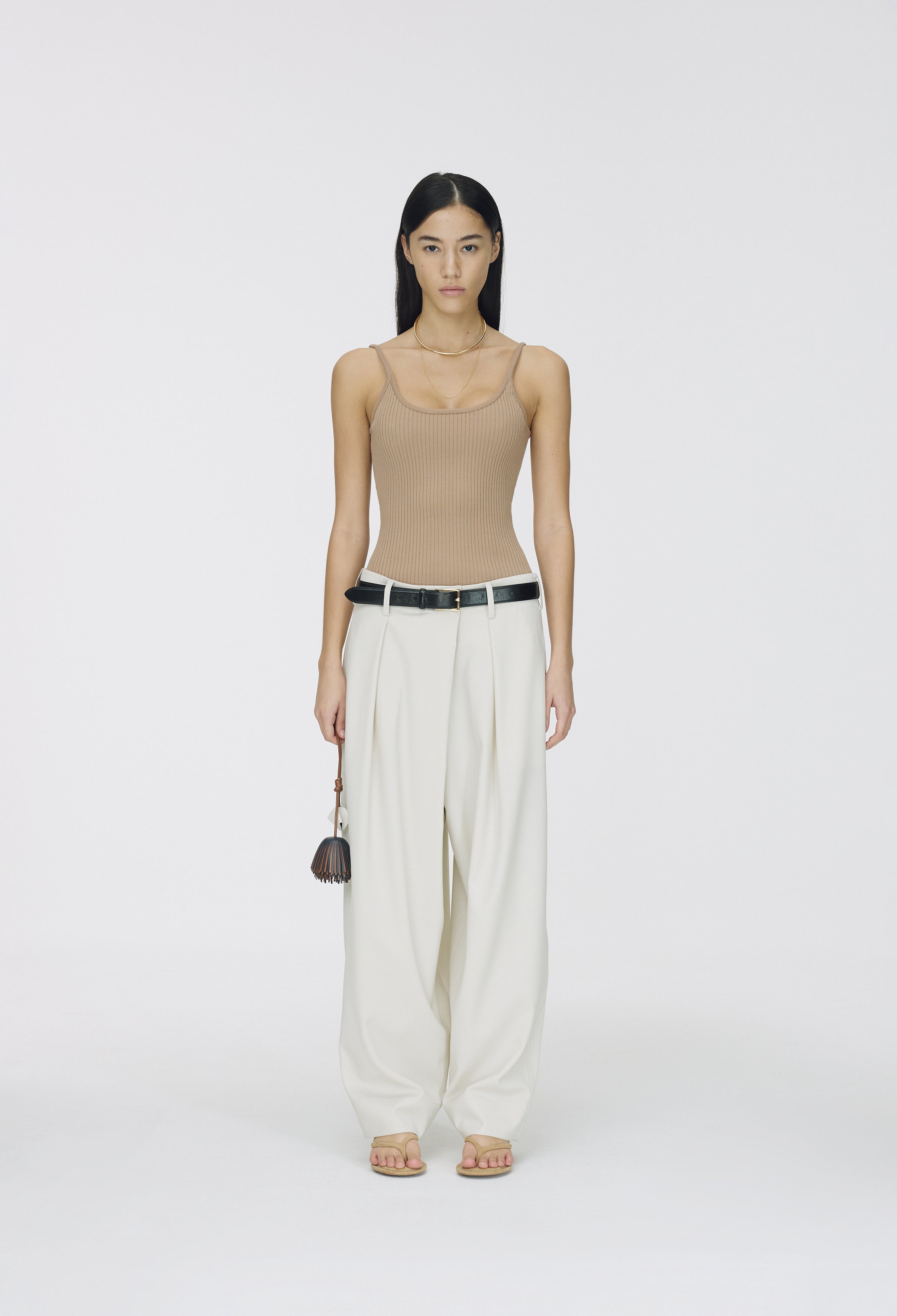 Wool Wrap Trousers Light Beige