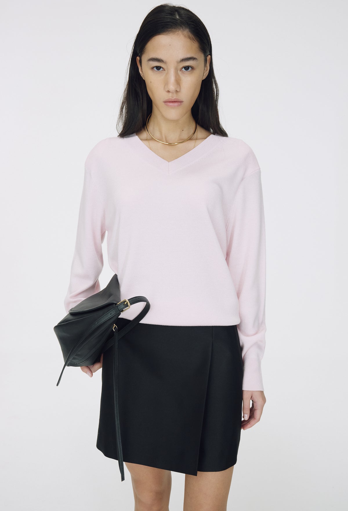 Wool Wrap Mini Skirt Black