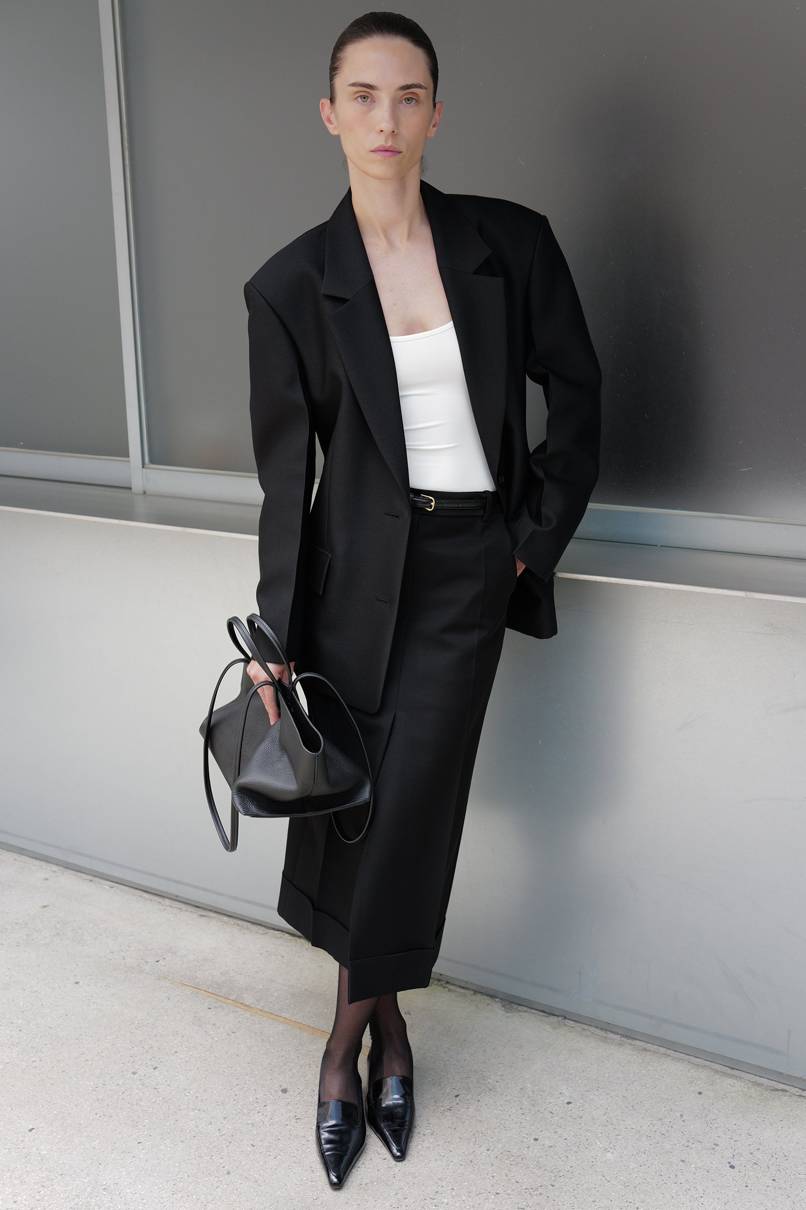 Wool Silk Blazer Black