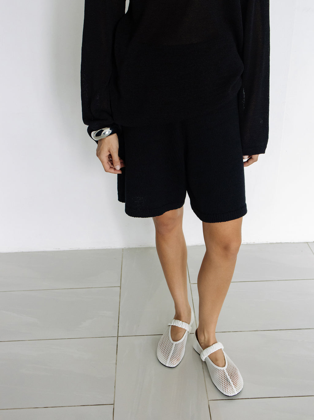 Cotton Knit Shorts Black