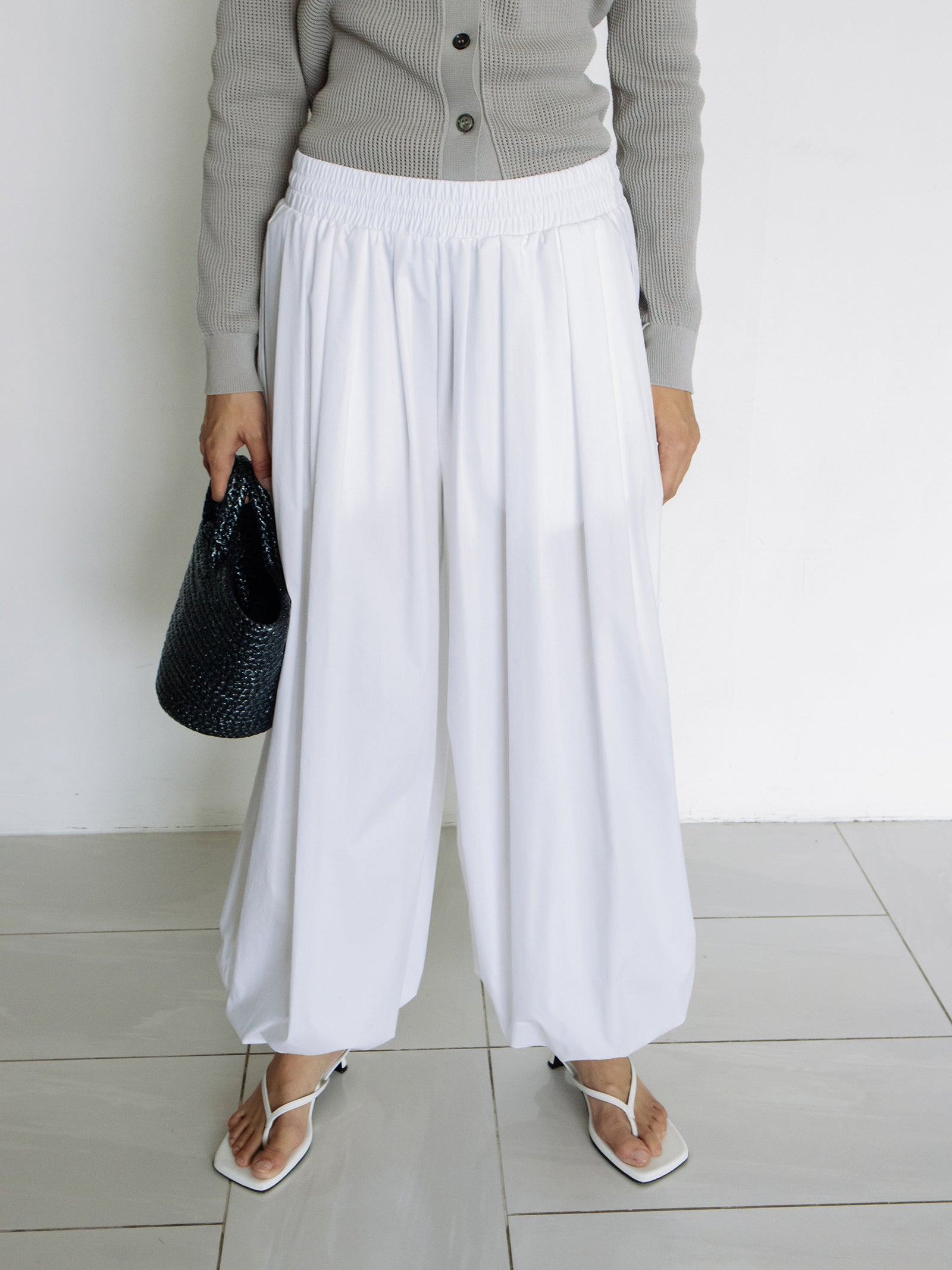 Parachute Banding Pants White