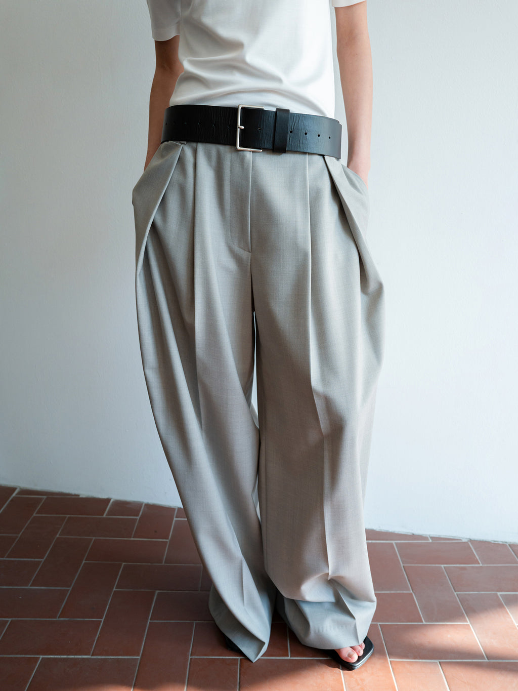 Clear Wool Trousers Gray