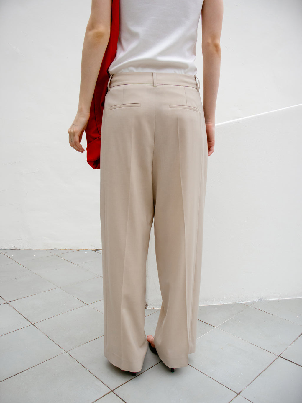 Summer Wool Banded Pants Light Beige