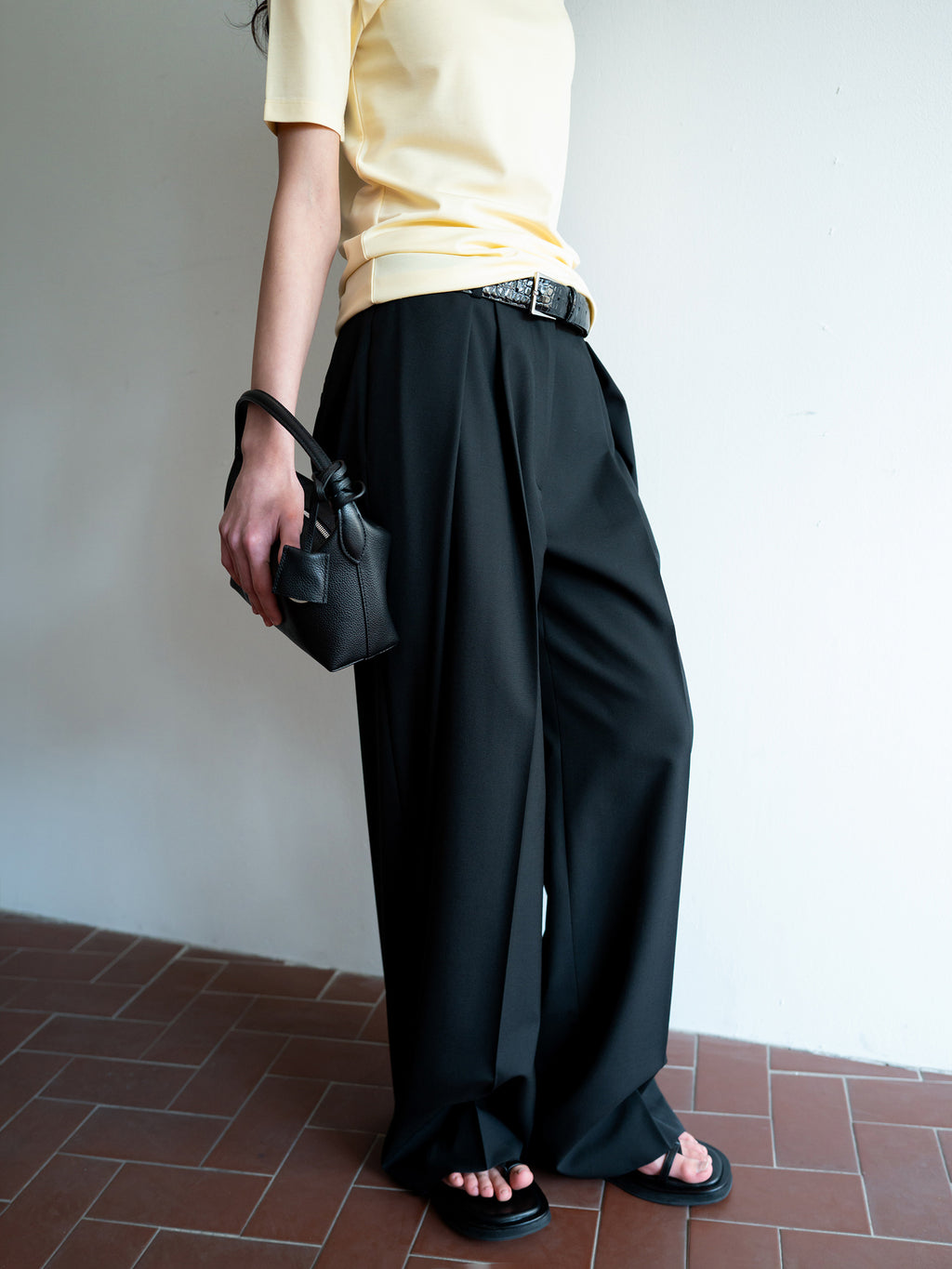 Clear Wool Trousers Black