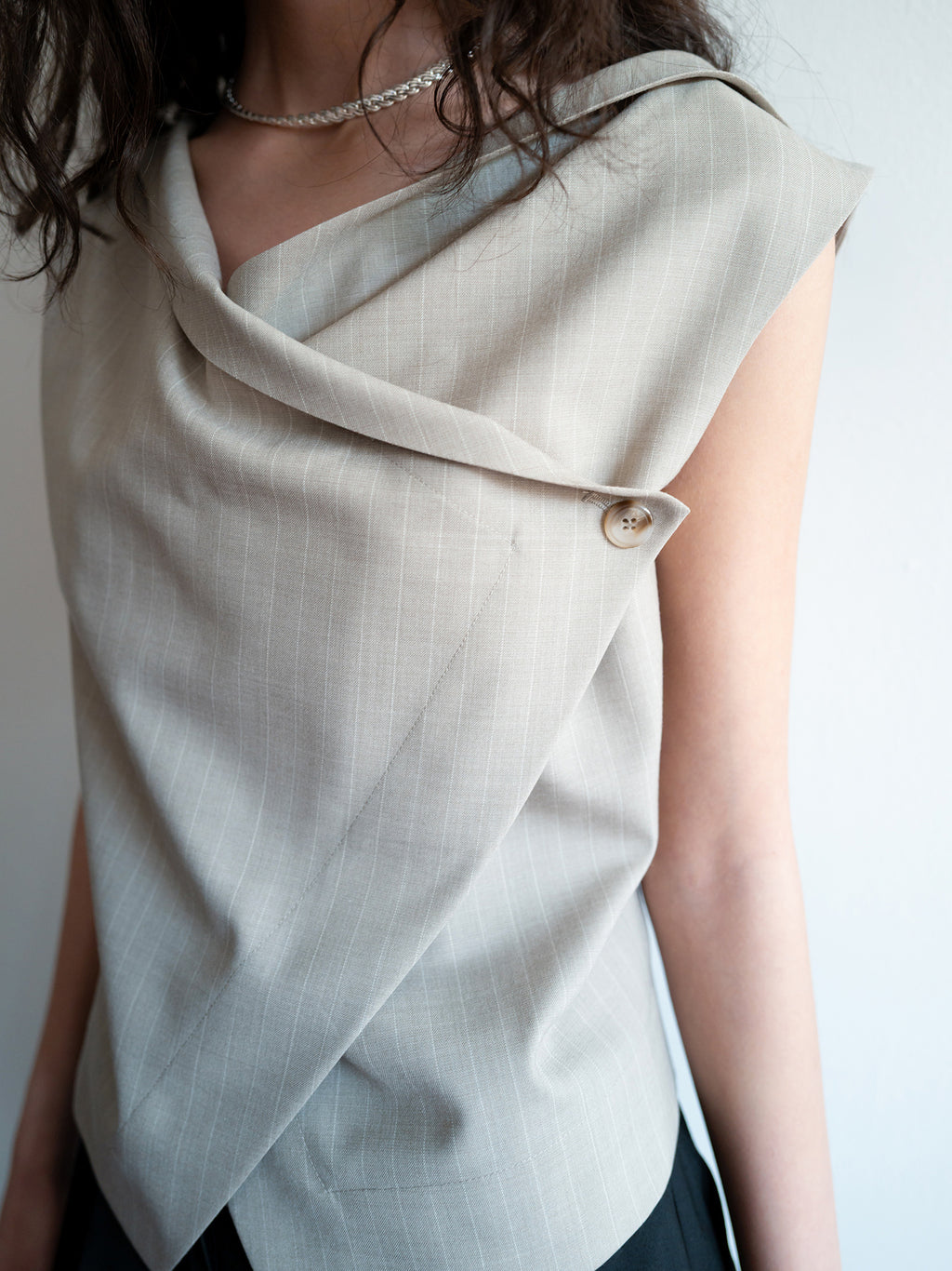 Tilted Cowl Vest Beige