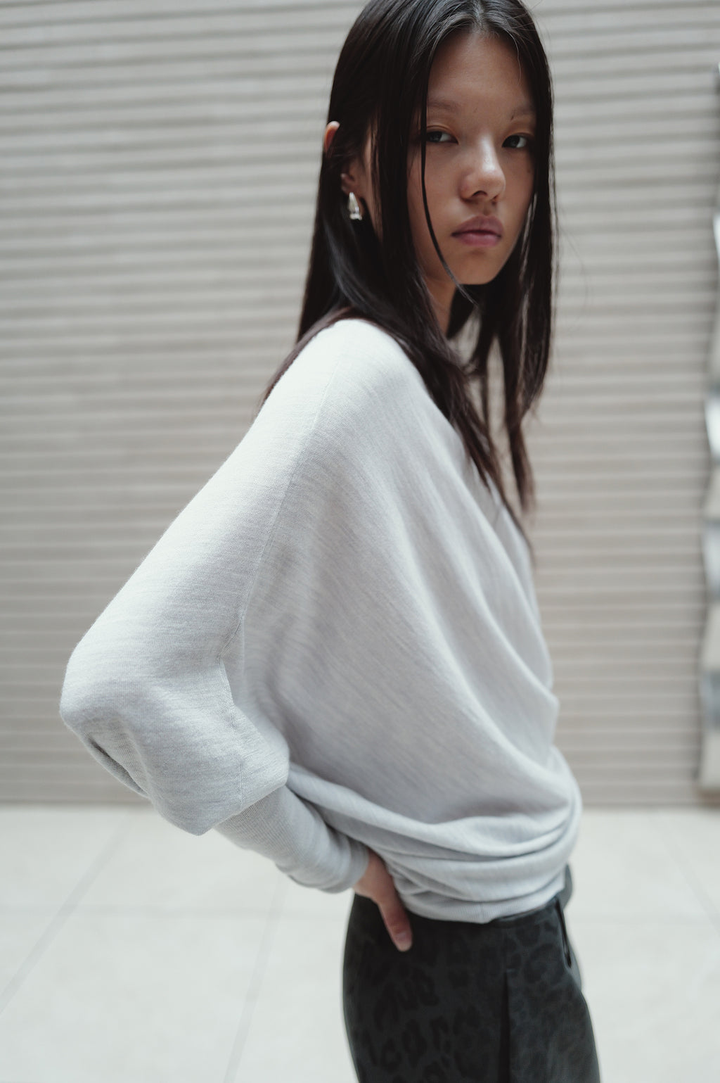 Washable 100% Wool Pullover Light Gray