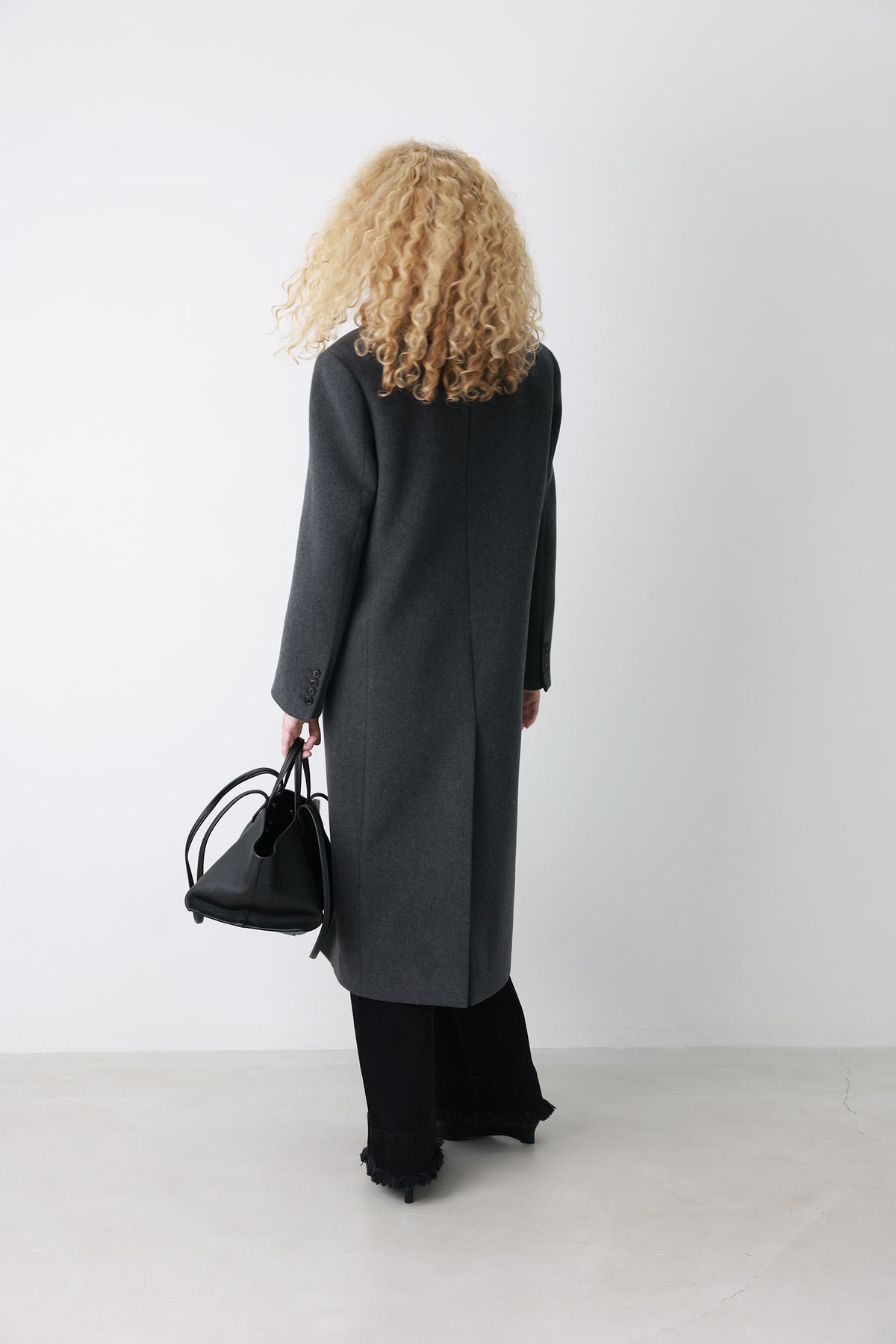 Double Tailored Long Coat Charcoal