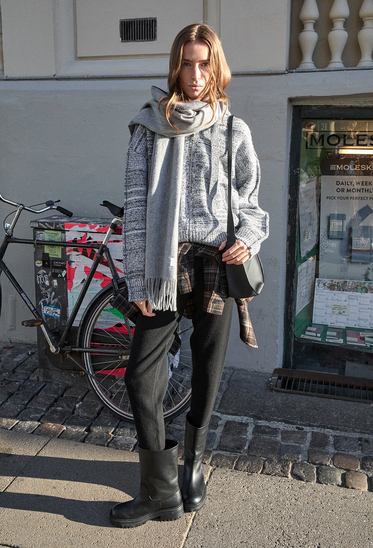 Lambswool Fringe Muffler Gray