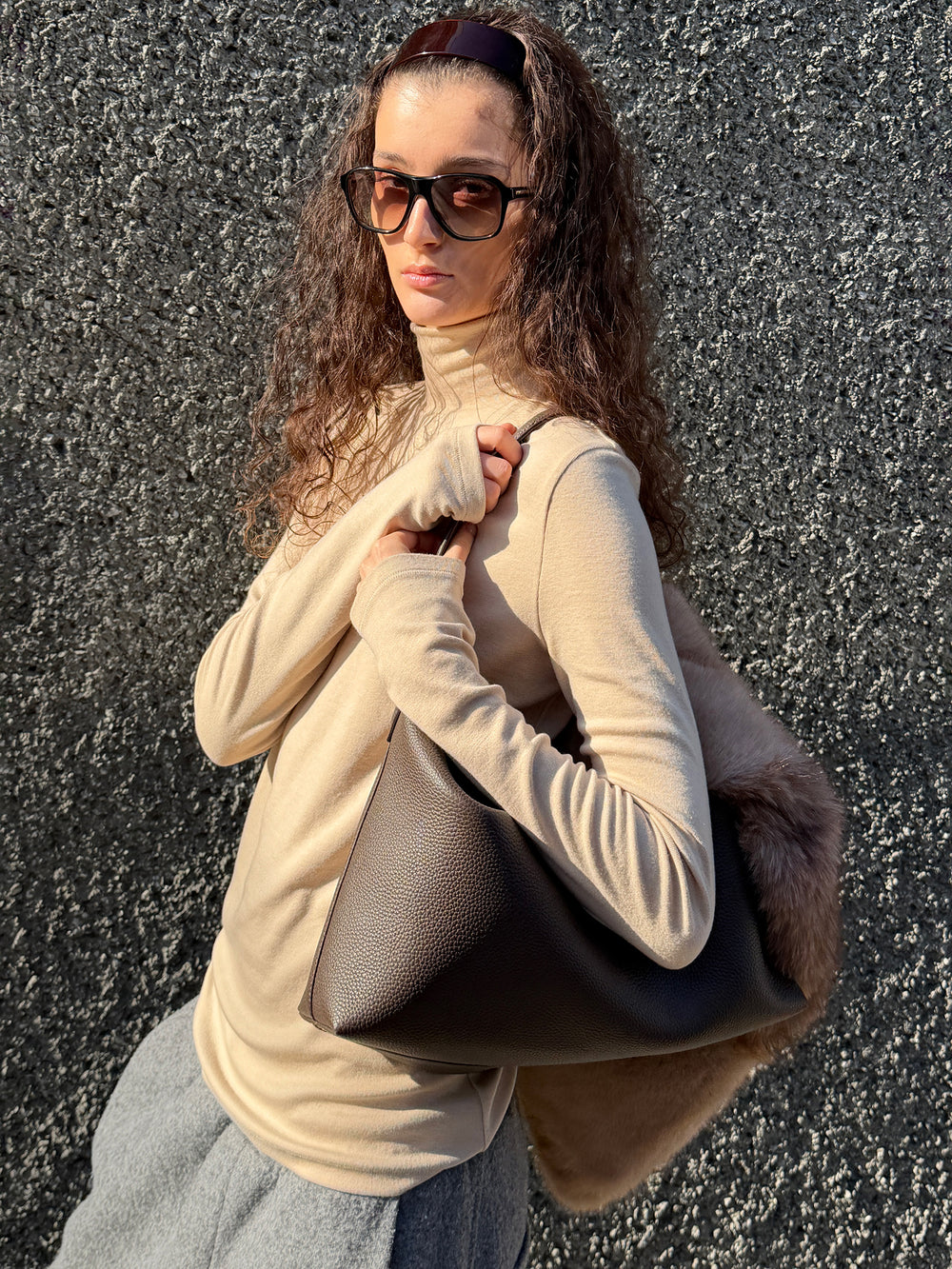 Milky Turtleneck T-shirt Beige