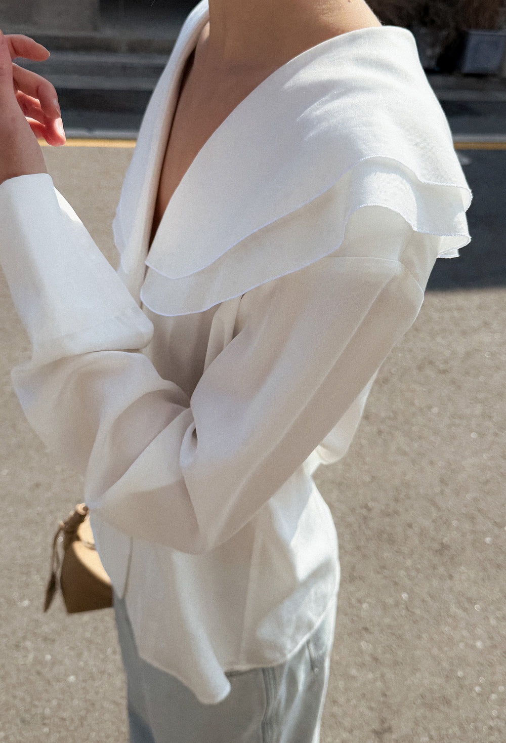 Ruffled shirt blouse