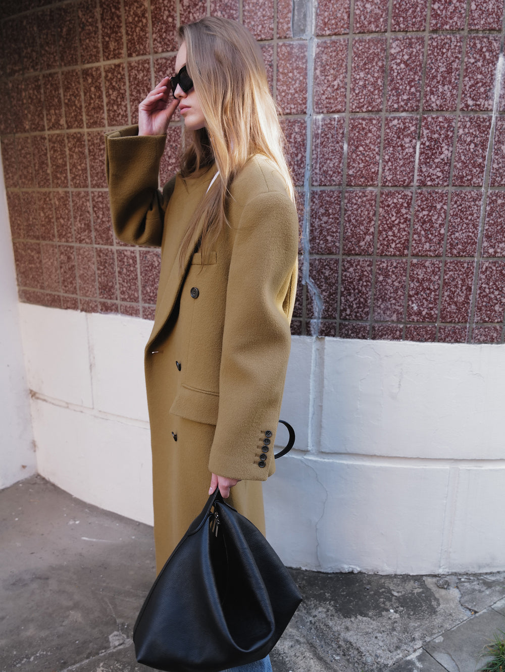 Double Tailored Long Coat Camel