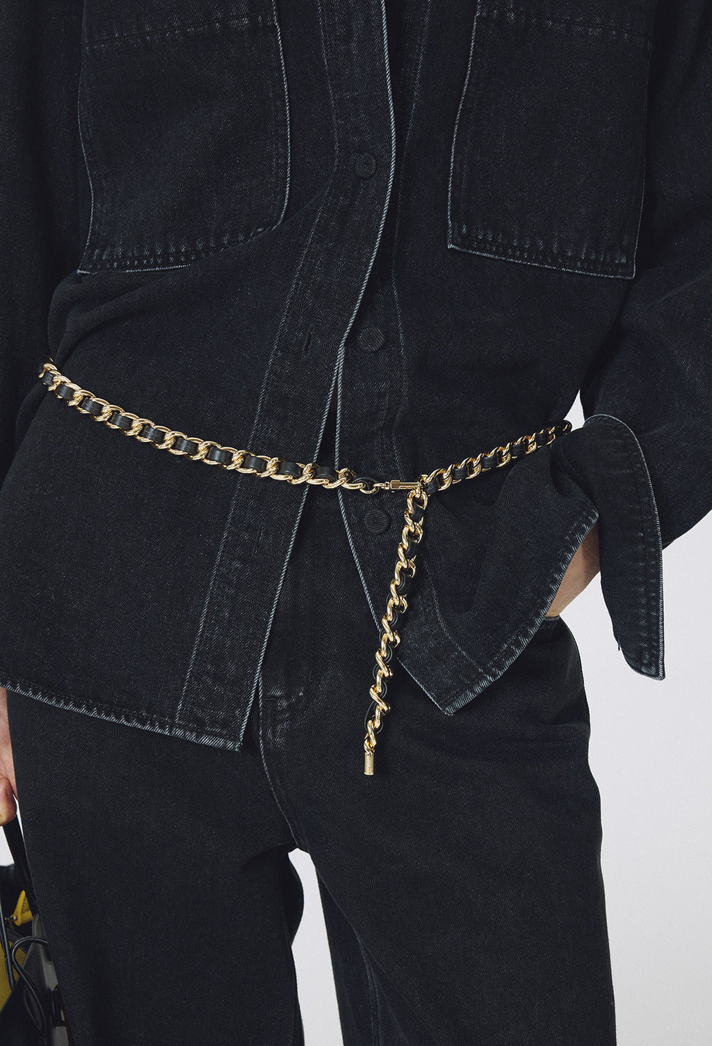 Rock Chain Belt Black Gold