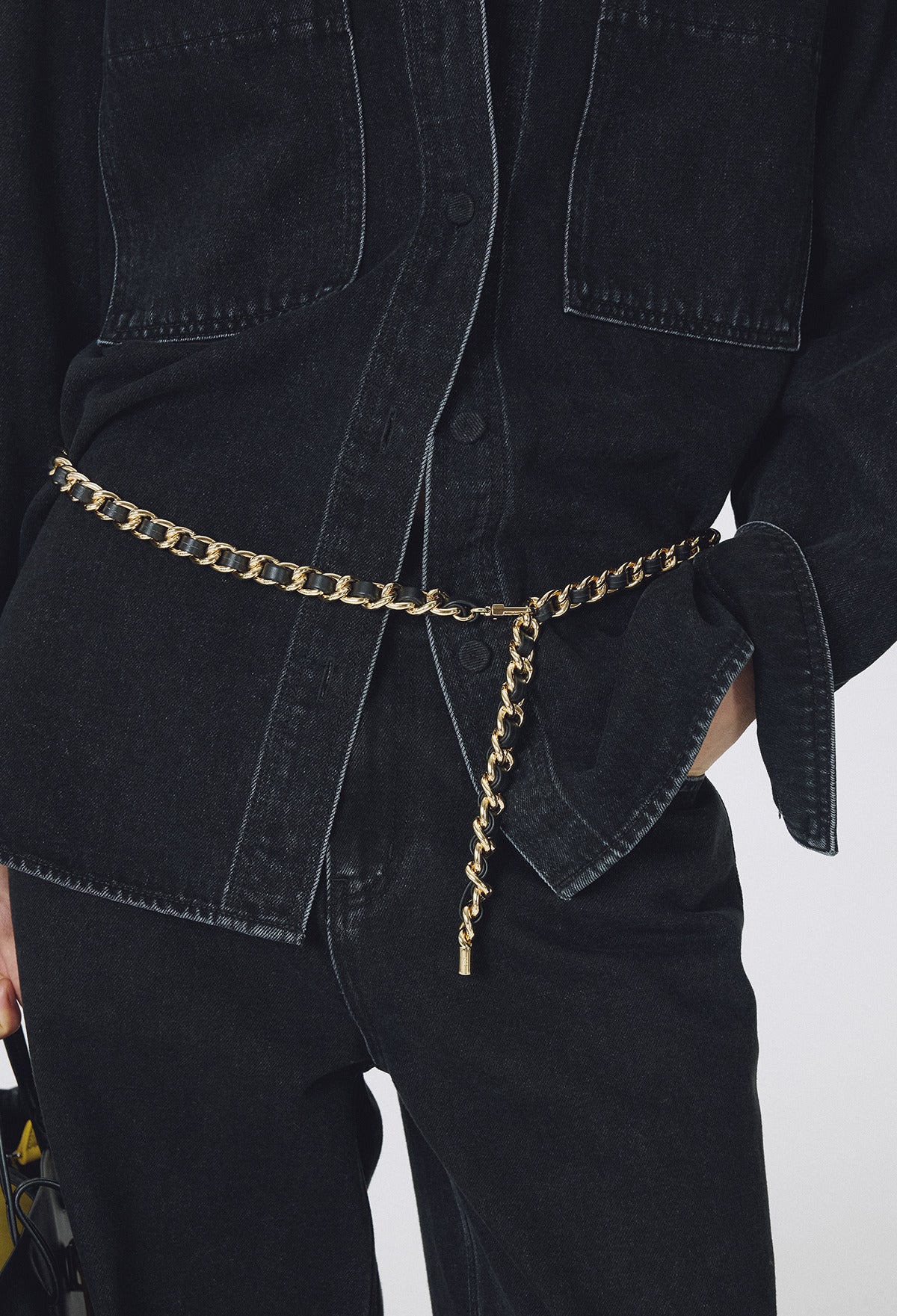 Rock Chain Belt Black Gold