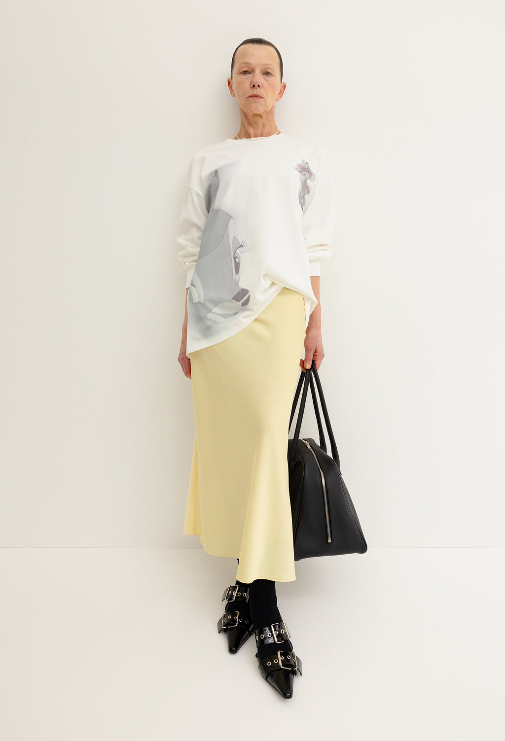 폴리쉬 새틴 스커트 옐로우