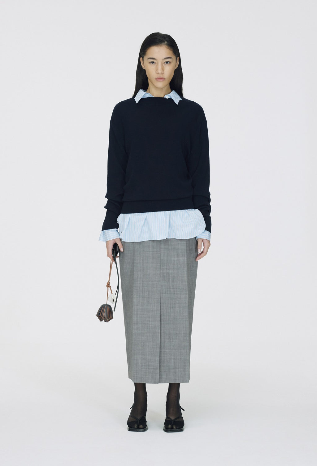 Spring Wool Boatneck Pullover Navy
