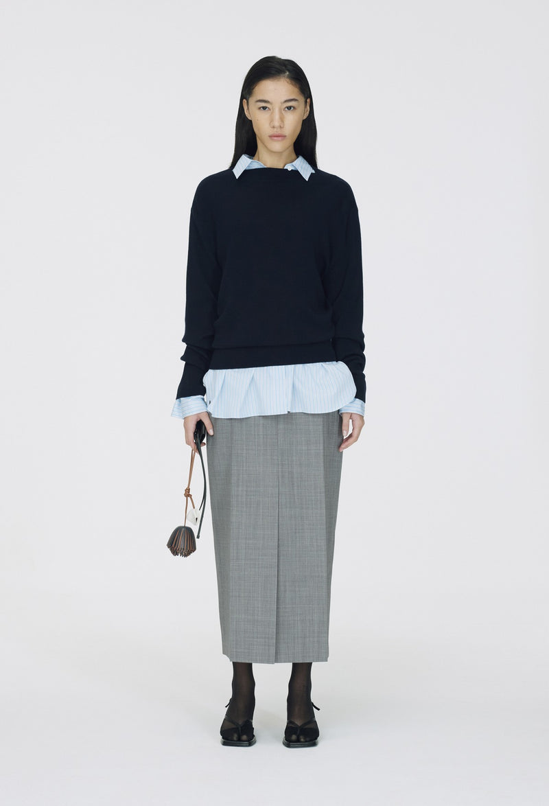 Spring Wool Boatneck Pullover Navy
