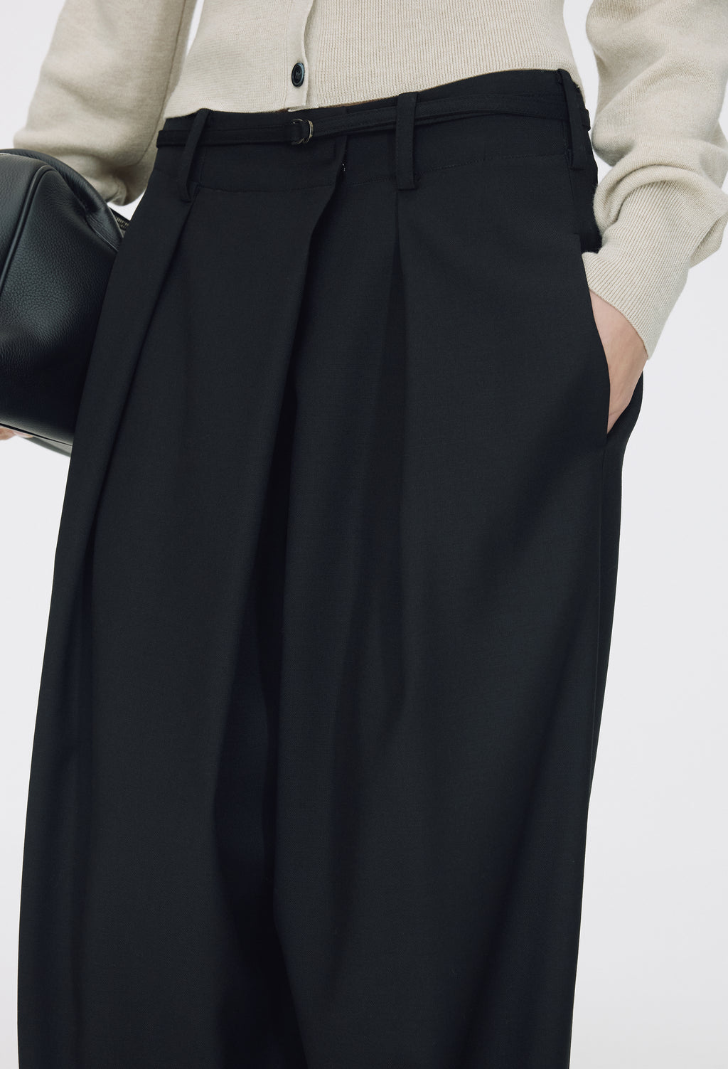 Wool Wrap Trousers Black