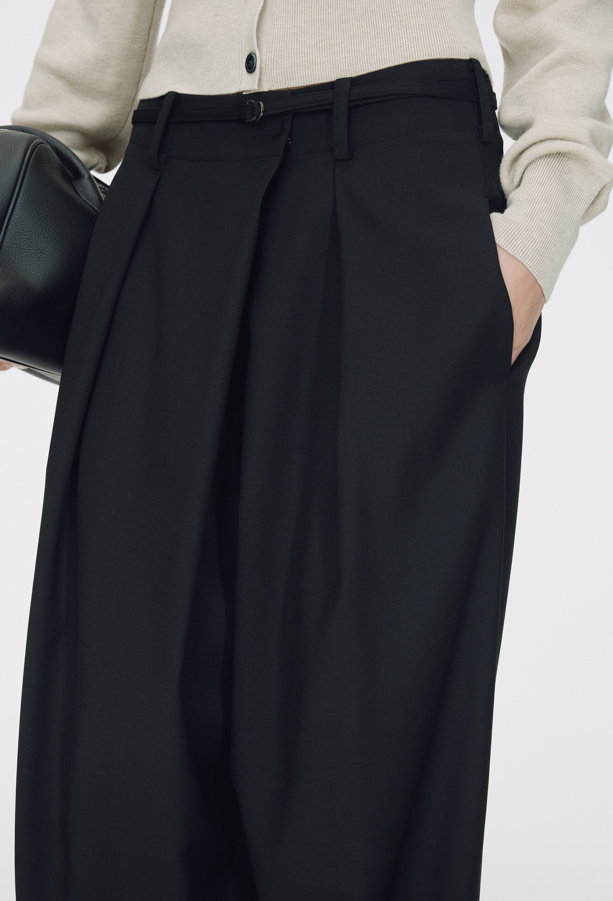 Wool Wrap Trousers Black