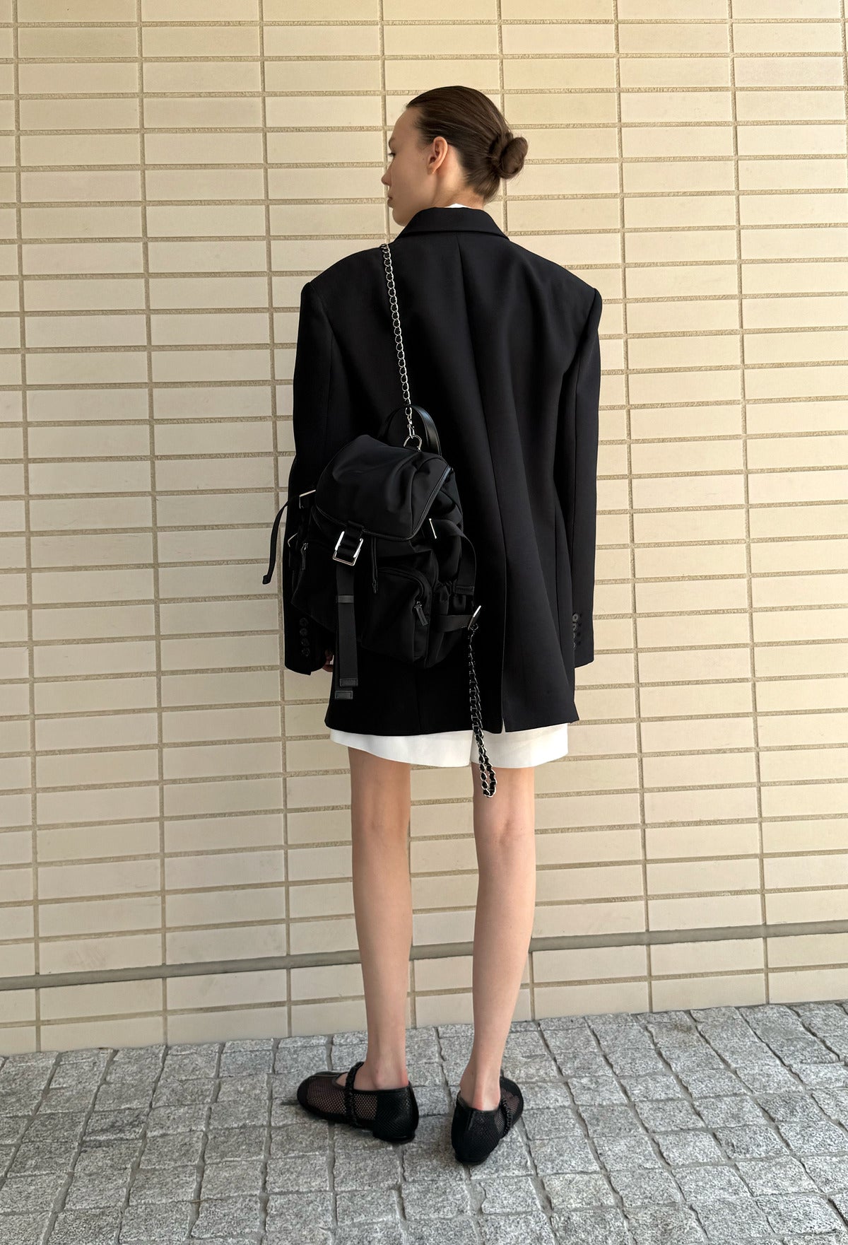 울실크 더블브레스티드 자켓 블랙