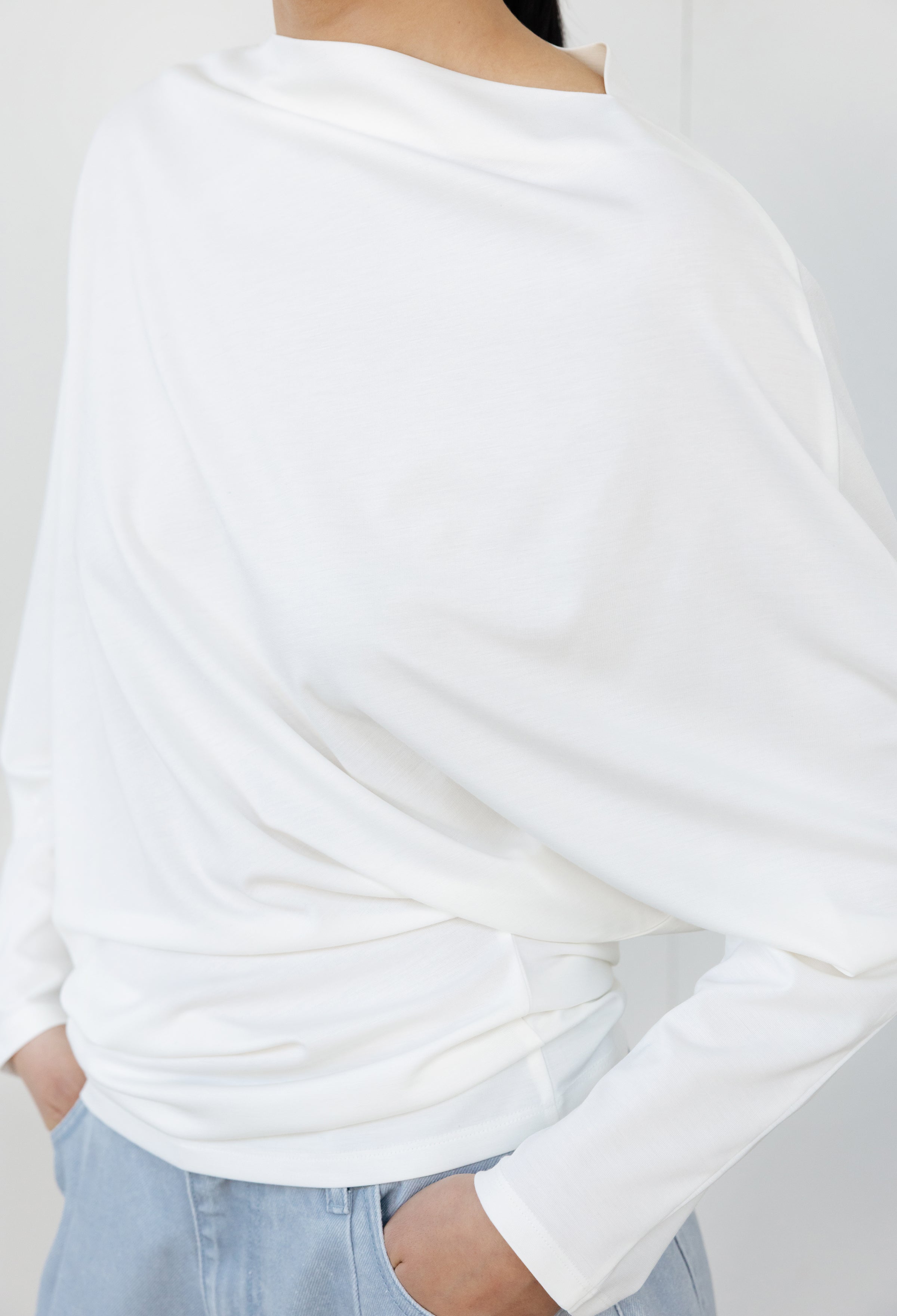 오프셋 져지 탑 아이보리